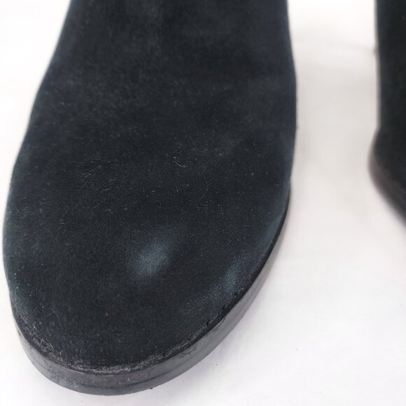BCBG Milan Stiletto Ankle Booties Women's 9.5B Black Leather Suede & Glitter Zip - Picture 4 of 15
